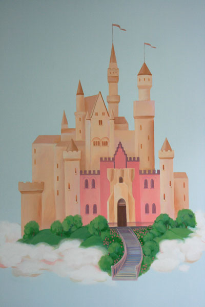 Замок с феями, роспись в детской