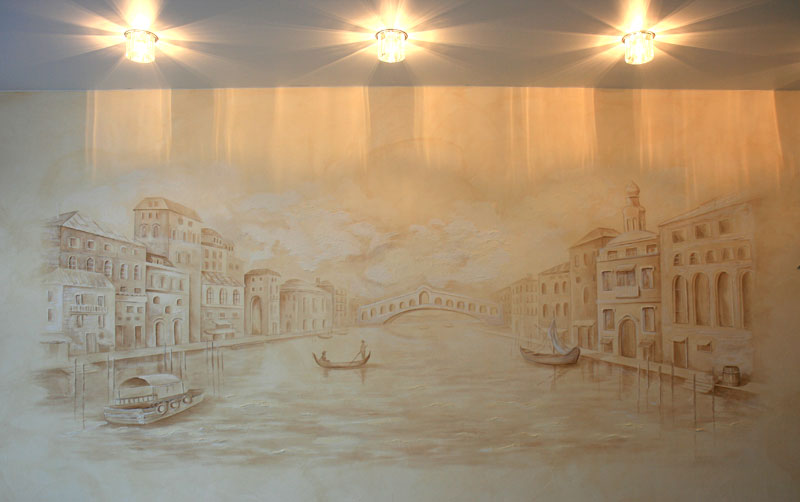 Венеция роспись стены в стиле гризайль