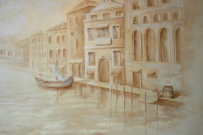 Венеция роспись стены в стиле гризайль